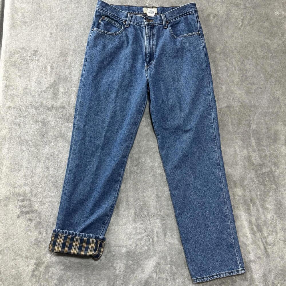 L.L. Bean Jeans Men's 34x32 Double L Flannel Lined Classic Fit Med Wash‎ Outdoor